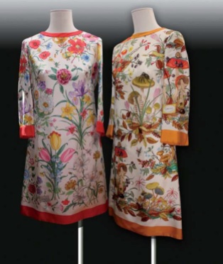 Gucci-abiti-con-tessuto-Flora-e-Funghi-seconda-metà-anni-60